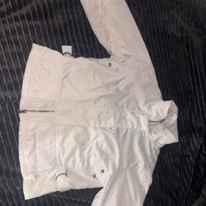 Nike White Women's Ski Jacket with Belted Waist and High Collar